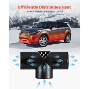 diesel heater connector, 2.32 inch diesel heater duct connector accessories, t shape 3 way air vent connectors with 2 90° rotatable valves, black joint connectors for 2kw diesels heaters