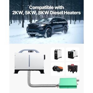 diesel heater muffler, 0.94 inch diesel heater muffler upgrade, parking heaters mufflers fit with 2 clamps and screws, aluminum alloy parking heaters noise reducer for 2kw 5kw 8kw heaters