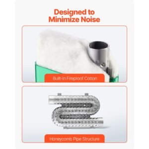 diesel heater muffler, 0.94 inch diesel heater muffler upgrade, parking heaters mufflers fit with 2 clamps and screws, aluminum alloy parking heaters noise reducer for 2kw 5kw 8kw heaters