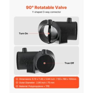 diesel heater pipe duct vent kit, 3 inch heater pipe warm air outlet vent set with y shaped connector & air duct clamps, parking heaters air ducts vent kit for 5kw 8kw diesel heaters, black