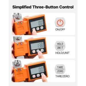 digital crane scale, 1100 lbs/500 kg max capacity, heavy duty industrial hanging scale with cast aluminum case & lcd display, 0.2 lbs division & 3 unit switch, auto off setting for garage