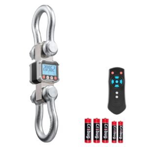 Digital Crane Scale, 22000 lbs/10 T Max Capacity, Heavy Duty Industrial Hanging Scale with Cast Aluminum Case & LCD Display, 5 lbs Division & 3 Unit Switch, Remote Control for Garage Factory