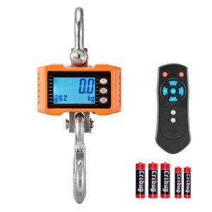 Digital Crane Scale, 4400 lbs/2000 kg Max Capacity, Heavy Duty Industrial Hanging Scale with Cast Aluminum Case & LCD Display, 1 lbs Division & 3 Unit Switch, Remote Control for Garage Factory