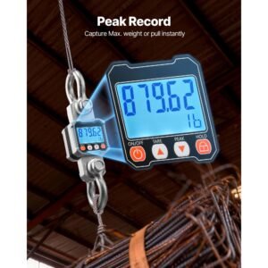 digital crane scale, 6600 lbs/3000 kg max capacity, heavy duty industrial hanging scale with cast aluminum case & lcd display, 1 lbs division & 3 unit switch, remote control for garage factory