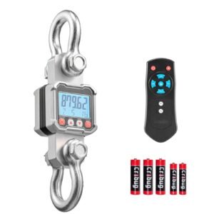 Digital Crane Scale, 6600 lbs/3000 kg Max Capacity, Heavy Duty Industrial Hanging Scale with Cast Aluminum Case & LCD Display, 1 lbs Division & 3 Unit Switch, Remote Control for Garage Factory