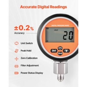 digital hydraulic pressure test coupling kit, 10000 psi pressure gauge manometer tester with 1 gauge, 1 test coupling, 1 quick release coupler, and 1 hose for excavator construction machinery