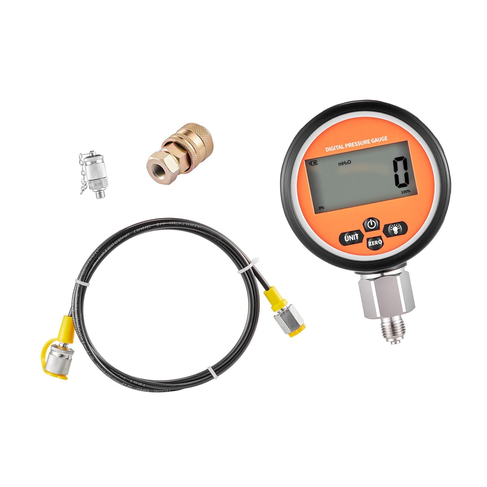 digital hydraulic pressure test coupling kit, 10000 psi pressure gauge manometer tester with 1 gauge, 1 test coupling, 1 quick release coupler, and 1 hose for excavator construction machinery