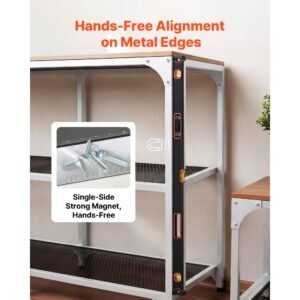 digital level, 48 in length, magnetic electronic level with led backlit display, 360° electronic leveler tool with 0°/45°/90° bubble vials, ip54 rating for construction carpentry home renovation