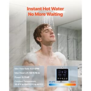 digital smart instant hot water recirculating pump kit, with built in thermostat, timer, digital screen, under sink recirculation circulation circulator pump system, for house water heaters