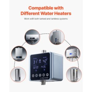 digital smart instant hot water recirculating pump kit, with built in thermostat, timer, digital screen, under sink recirculation circulation circulator pump system, for house water heaters