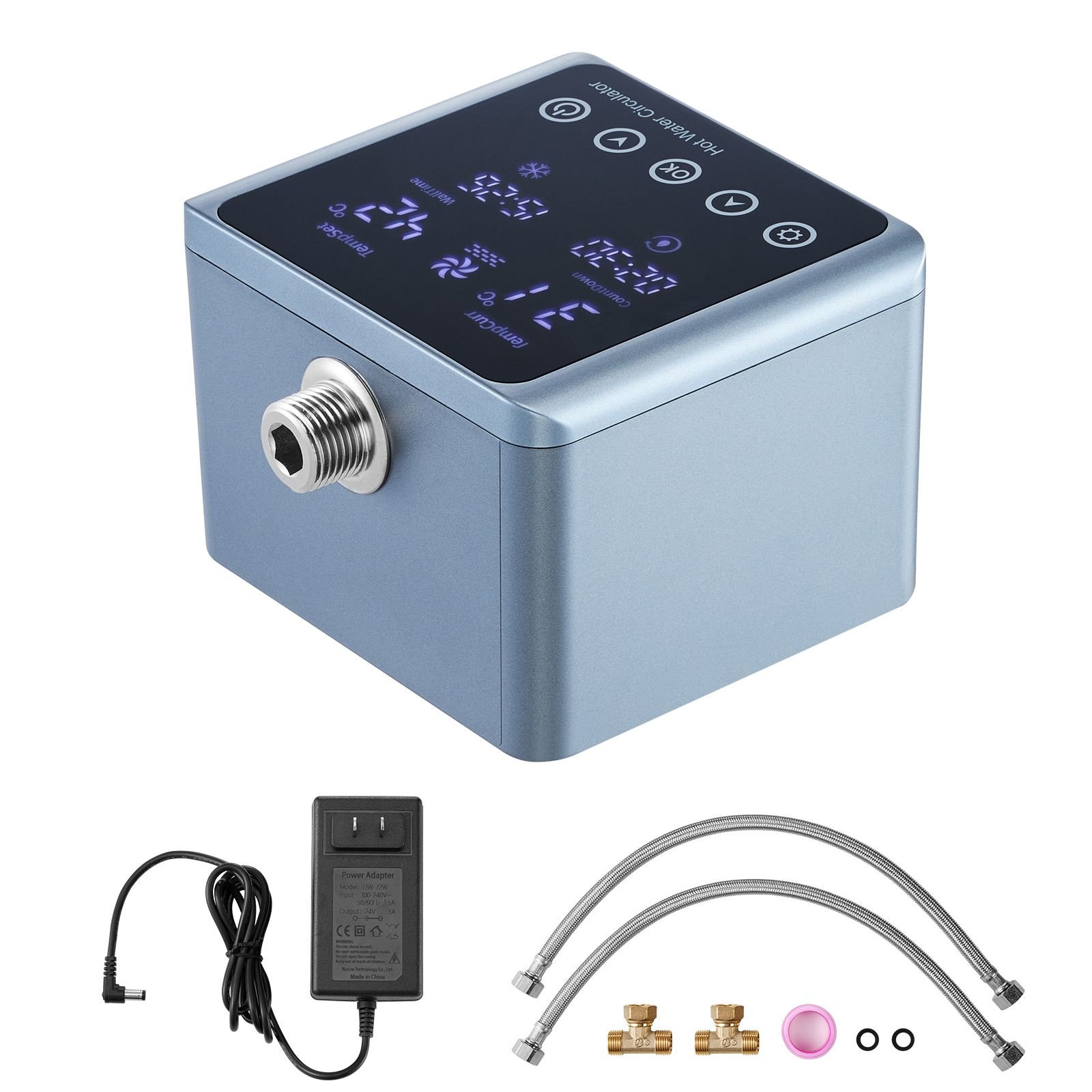 digital smart instant hot water recirculating pump kit, with built in thermostat, timer, digital screen, under sink recirculation circulation circulator pump system, for house water heaters