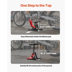 dirt bike lift stand, motorcycle jack lift stand 1200lbs capacity and hydraulic lift operation, hoist table adjustable height 9.8" 18.3" for dirtbike repair, maintenance, dirt bike accessories
