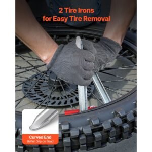 dirt bike tire changing tool kit, fits for motocross enduro 16" 21" wheels, includes 15 25 mm axle adapters, dirt bike tire changing tools compact changer with 2 irons and protective sleeve