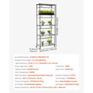 diy plant shelf with grow lights, 71 in tall indoor plant stand with wheels, 192w 5000k full spectrum grow lights, heavy duty metal plants display rack, flower pot holder for seed starting