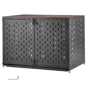 Dog Crate Furniture, 42 Inch Heavy Duty Dog Kennel Furniture Indoor for Small & Medium Dogs, Steel Decorative Pet Cage House End Table with 3 Doors, Detachable Tray & Escape-Proof Locks, Black