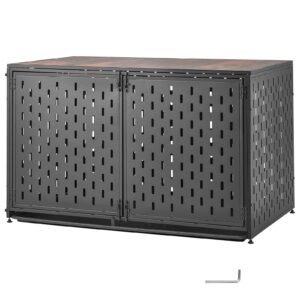 Dog Crate Furniture, 48 Inch Heavy Duty Dog Kennel Furniture Indoor for Large Dogs, Sturdy Steel Decorative Pet Cage House End Table with 3 Doors, Detachable Tray & Escape-Proof Locks, Black