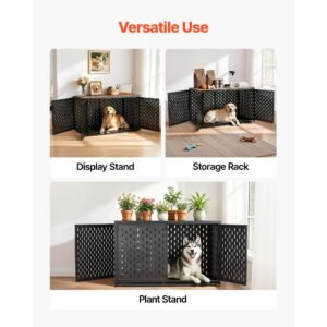 dog crate furniture, 48 inch heavy duty dog kennel furniture indoor for large dogs, sturdy steel decorative pet cage house end table with 3 doors, detachable tray & escape proof locks, black