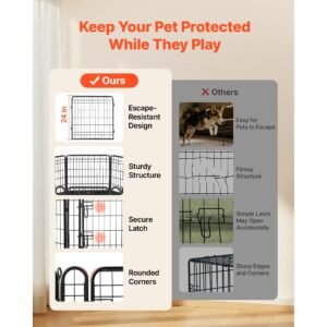 dog playpen 24 inch 8 panels foldable exercise pen with bottom pad, indoor metal pet fence with door, heavy duty puppy crate kennel, pet playpen for dogs, cats, and other small animals, black