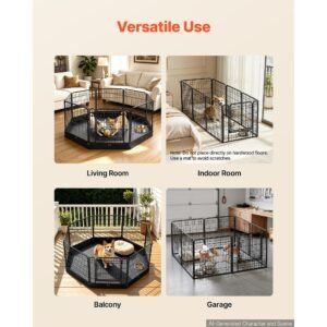dog playpen 24 inch 8 panels foldable exercise pen with bottom pad, indoor metal pet fence with door, heavy duty puppy crate kennel, pet playpen for dogs, cats, and other small animals, black