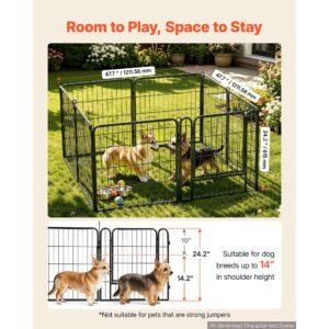 dog playpen 24 inch 8 panels foldable metal exercise pen pet fence, indoor/outdoor heavy duty puppy crate kennel with door for dogs, cats or small animals, portable for rv camping, yard, black