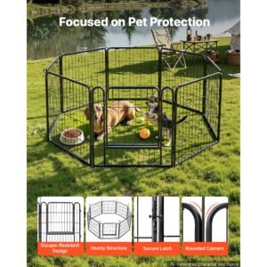 dog playpen 24 inch 8 panels foldable metal exercise pen pet fence, indoor/outdoor heavy duty puppy crate kennel with door for dogs, cats or small animals, portable for rv camping, yard, black