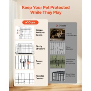 dog playpen 24 inch 8 panels heavy duty exercise pen with bottom pad, indoor foldable metal pet fence with door, puppy crate kennel, pet playpen for dogs, cats, and other small animals, black