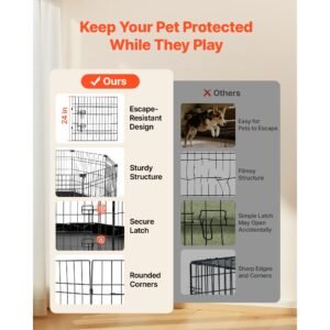 dog playpen 30 inch 8 panels foldable exercise pen with bottom pad, indoor metal pet fence with door, heavy duty puppy crate kennel, pet playpen for dogs, cats, and other small animals, black