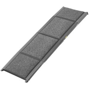 Dog Ramp for Cars, 63" L x 17" W, Folding Pet Ramps for Medium & Large Dogs up to 250lbs, Pet Stair Ramp with Non-Slip Felt Rug Surface, Portable Outdoor Dog Car Ramps for SUV & Truck