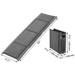 dog ramp for cars, 63" l x 17" w, folding pet ramps for medium & large dogs up to 250lbs, pet stair ramp with non slip felt rug surface, portable outdoor dog car ramps for suv & truck