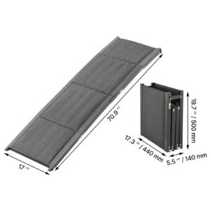 dog ramp for cars, 71" l x 17" w, folding pet ramps for medium & large dogs up to 250lbs, pet stair ramp with non slip oxford fabric surface, portable outdoor dog car ramps for suv & truck