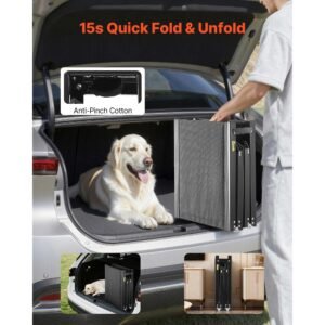 dog ramp for cars, 71" l x 20" w, folding pet ramps for medium & large dogs up to 250lbs, pet stair ramp with non slip oxford fabric surface, portable outdoor dog car ramps for suv & truck