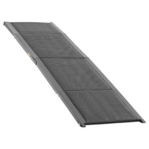 dog ramp for cars, 71" l x 20" w, folding pet ramps for medium & large dogs up to 250lbs, pet stair ramp with non slip oxford fabric surface, portable outdoor dog car ramps for suv & truck