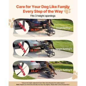 dog stairs for car, 4 steps extra wide foldable dog ramp for large dogs with non slip rug surface, portable lightweight pet ladder for car, suv, truck, high beds, sofas, support up to 200 lbs