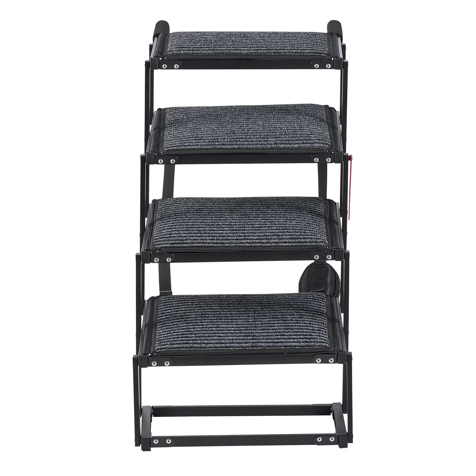 dog stairs for car, 4 steps extra wide foldable dog ramp for large dogs with non slip rug surface, portable lightweight pet ladder for car, suv, truck, high beds, sofas, support up to 200 lbs