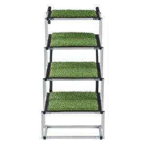 Dog Stairs for Car, 4 Steps Extra Wide Foldable Dog Ramp for Large Dogs with Non-Slip Surface, Portable Lightweight Pet Stairs Ladder for Car, SUV, Truck, High Bed, Sofa, Support up to 200 lbs