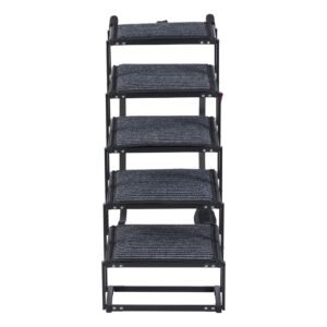 Dog Stairs for Car, 5 Steps Extra Wide Foldable Dog Ramp for Large Dogs with Non-Slip Rug Surface, Portable Lightweight Pet Ladder for Car, SUV, Truck, High Beds, Sofas, Support up to 200 lbs