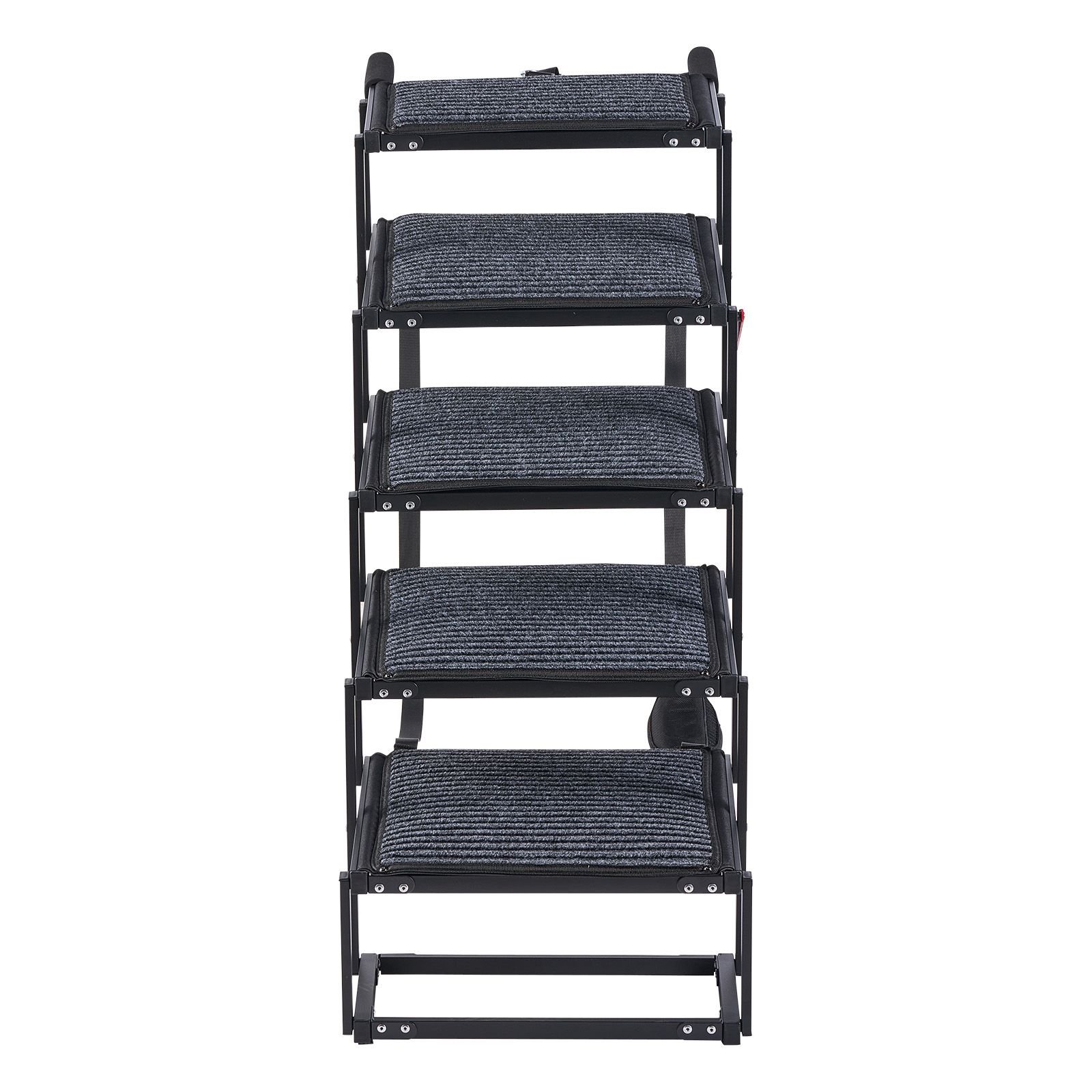 dog stairs for car, 5 steps extra wide foldable dog ramp for large dogs with non slip rug surface, portable lightweight pet ladder for car, suv, truck, high beds, sofas, support up to 200 lbs