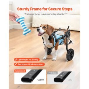 dog wheelchair for back legs, adjustable 2 wheels pet wheelchair, lightweight dog cart with shock absorbing wheels, mobility support wheel chair for disabled injured dogs up to 22lbs, small
