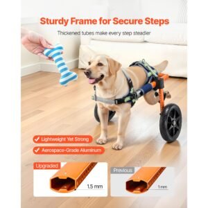 dog wheelchair for back legs, lightweight 2 wheels pet wheelchair, height, width & length adjustable, dog cart with shock absorbing wheels, for injured, disabled dogs 35 48 lbs, medium