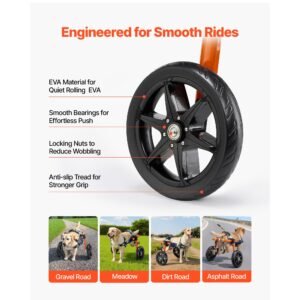 dog wheelchair for back legs, lightweight 2 wheels pet wheelchair, height, width & length adjustable, dog cart with shock absorbing wheels, for injured, disabled dogs 35 48 lbs, medium