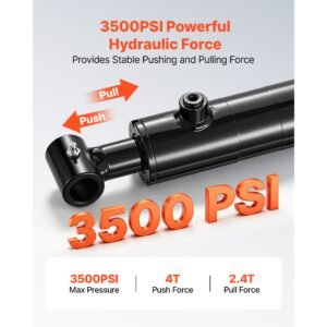double acting hydraulic cylinder, 2" bore x 10" stroke, max 3500psi hydraulic cylinder, heavy duty welded cross tube cylinders with 1" pin hole & sae #6 port for agricultural machinery, tractors