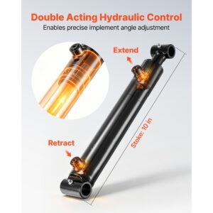 double acting hydraulic cylinder, 2" bore x 10" stroke, max 3500psi hydraulic cylinder, heavy duty welded cross tube cylinders with 1" pin hole & sae #6 port for agricultural machinery, tractors