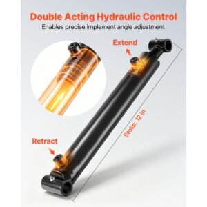 double acting hydraulic cylinder, 2" bore x 12" stroke, max 3500psi hydraulic cylinder, heavy duty welded cross tube cylinders with 1" pin hole & sae #6 port for agricultural machinery, tractors