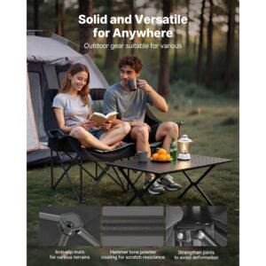 double camping chair, oversized two person camp chair with 660 lbs heavy duty support, with dual cup holders, wine glass holders, magazine straps, carry bags for outdoor, beach, 1 pack