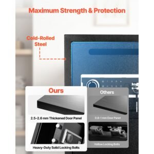 double door safe box, 3.3 cu. ft, heavy duty home safe with electronic keypad, anti theft, digital safety lock box with key, drop slot, for money, firearm, jewelry, document, valuables, black