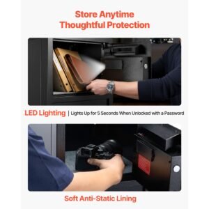 double door safe box, 3.3 cu. ft, heavy duty home safe with electronic keypad, anti theft, digital safety lock box with key, drop slot, for money, firearm, jewelry, document, valuables, black