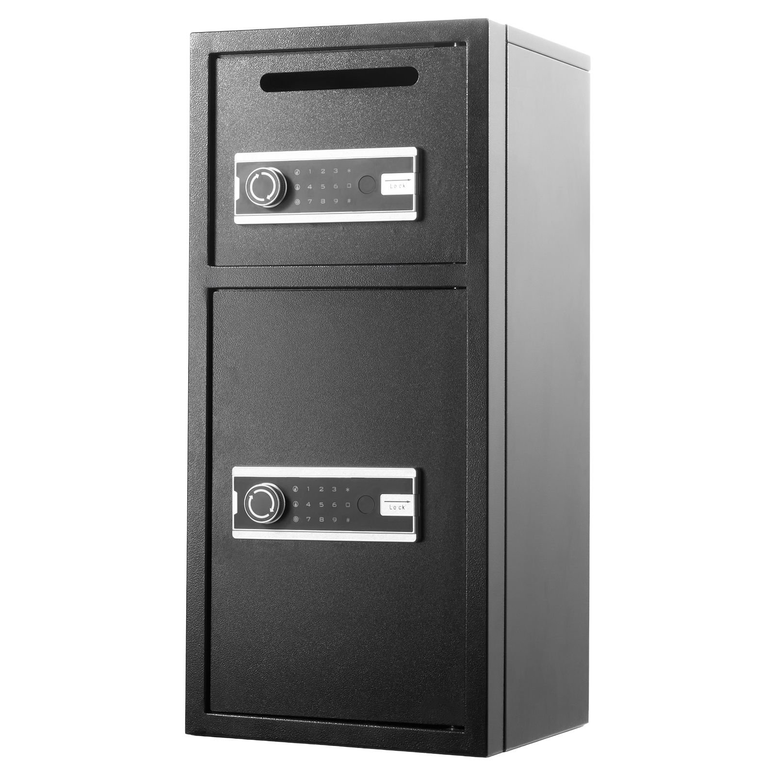 double door safe box, 3.3 cu. ft, heavy duty home safe with electronic keypad, anti theft, digital safety lock box with key, drop slot, for money, firearm, jewelry, document, valuables, black