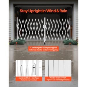 double expandable barricades, 18ft expandable safety barrier, 0 180° rotatable mobile barricade with locking casters, portable folding security gate traffic fence for patio garden stairway