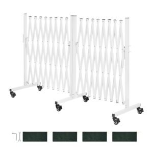Double Expandable Barricades, 18FT Expandable Safety Barrier, 0-180° Rotatable Mobile Barricade with Locking Casters, Portable Folding Security Gate Traffic Fence for Patio Garden Stairway