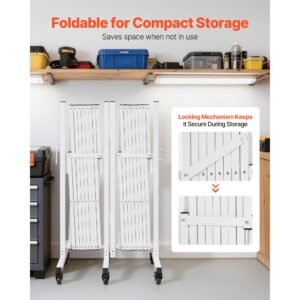 double expandable barricades, 18ft expandable safety barrier, 0 180° rotatable mobile barricade with locking casters, portable folding security gate traffic fence for patio garden stairway